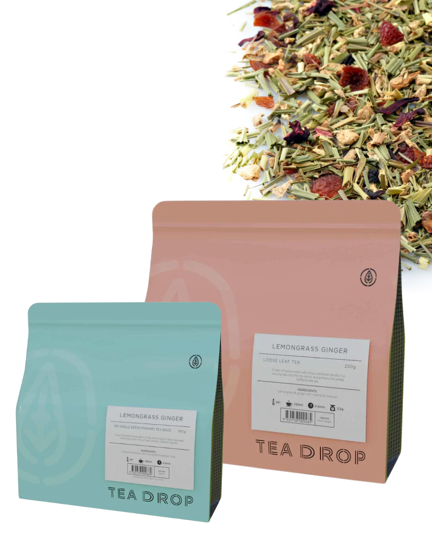 Tea Drop Lemongrass Ginger Tea (Loose Leaf / Tea Bags) Gabriel Coffee