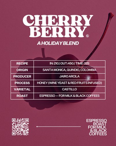 CHERRY BERRY ESPRESSO HOLIDAY BLEND INFO CARD