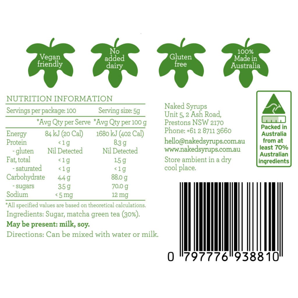 Naked Syrups Matcha Powder (500g)